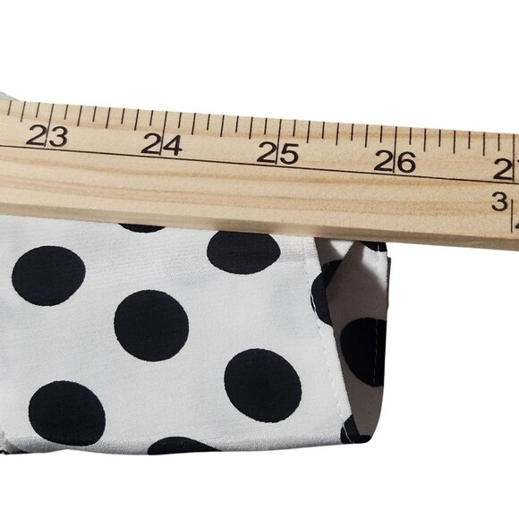 Express Womens Black White L Polka Dot Blouse Preppy Indie Patterncore Peplumcor - Picture 8 of 16